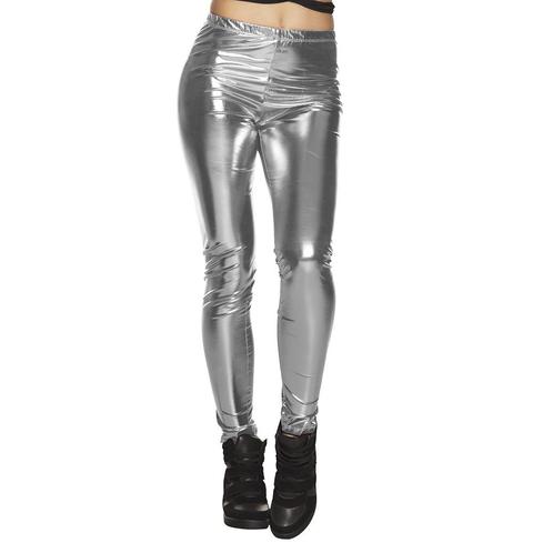 Metallic Zilveren Legging L-XL, Hobby en Vrije tijd, Feestartikelen, Nieuw, Verzenden
