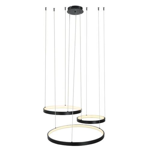 Design hanglamp zwart, Giorgio, 60W, 2700K LED, 3-staps, Huis en Inrichting, Lampen | Hanglampen, Nieuw, Stof, 75 cm of meer, Ophalen of Verzenden