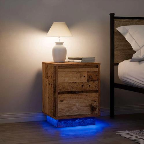 vidaXL Nachtkastjes met led-verlichting 2 st 38x34x50 cm oud, Huis en Inrichting, Slaapkamer | Nachtkastjes, Nieuw, Hout, Verzenden