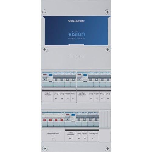 Hager groepenkast 3-fase 10 groepen, 3 Aardlekschakelaars, Doe-het-zelf en Verbouw, Elektra en Kabels, Nieuw, Ophalen of Verzenden