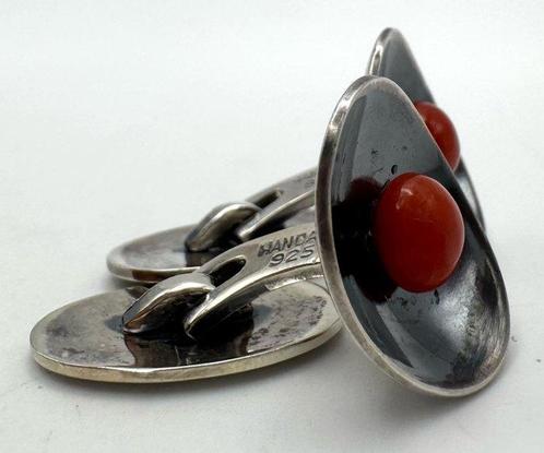 Zonder Minimumprijs - Manchetknopen Zilver Koraal -, Sieraden, Tassen en Uiterlijk, Antieke sieraden