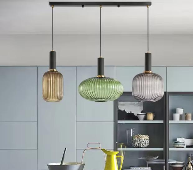 Retro Glazen Hanglamp – Kleurrijk Design met LED E27, Huis en Inrichting, Lampen | Hanglampen, Nieuw, Verzenden