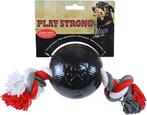 Play Strong rubber bal met floss 10 cm zwart - Gebr. de Boon, Dieren en Toebehoren, Hondenspeelgoed, Nieuw, Verzenden