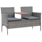 vidaXL Tuinbank 2-zits met tafeltje 143 cm poly rattan grijs, Tuin en Terras, Tuinbanken, Verzenden, Nieuw, Rotan