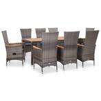 vidaXL 9-delige Tuinset met kussens poly rattan grijs, Tuin en Terras, Tuinsets en Loungesets, Nieuw, 8 zitplaatsen, Tuinset, Verzenden