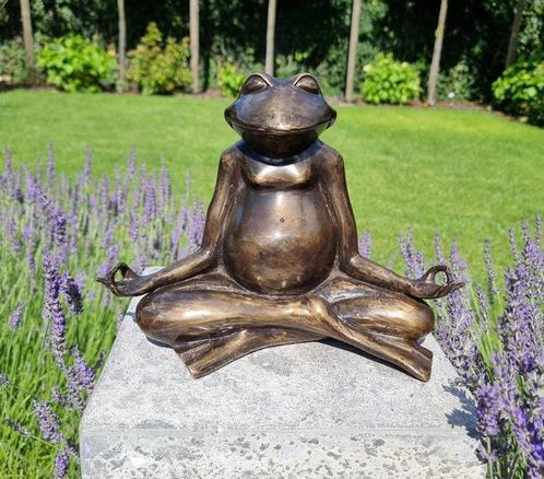 sculptuur, Mediterende kikker - 27 cm - Brons, Antiek en Kunst, Kunst | Designobjecten