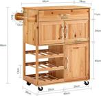 2dekans | SoBuy Keukentrolley met Lades en Wijnrek,, Huis en Inrichting, Ophalen of Verzenden, Zo goed als nieuw