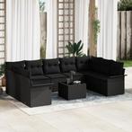 vidaXL 10-delige Tuinbankenset met kussens poly rattan beige, Tuin en Terras, Verzenden, Nieuw, Rotan