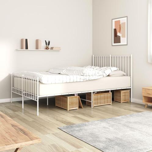 vidaXL Bedframe met hoofd- en voeteneinde metaal wit 120x200, Huis en Inrichting, Slaapkamer | Bedden, 120 cm, 200 cm, Wit, Twijfelaar