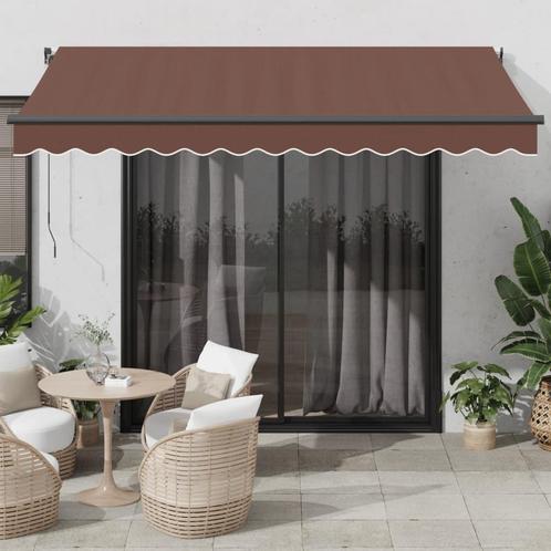 vidaXL Luifel handmatig uittrekbaar met LED 350x250 cm bruin, Tuin en Terras, Zonneschermen, Nieuw, Verzenden