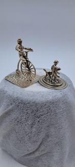 schoonhoven - Miniatuur figuur - Man op hoge fiets & man met
