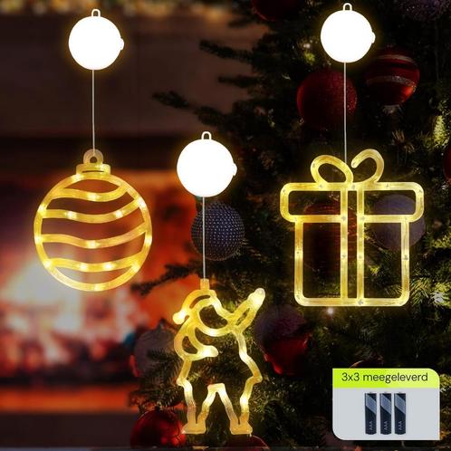 Kerstverlichting Raam Kerstcadeau + Kerstbal + Kerstman -, Diversen, Kerst, Nieuw, Verzenden