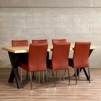 Set van 6 eetkamerstoelen - bruin leer, Huis en Inrichting, Stoelen, Ophalen of Verzenden, Nieuw, Leer