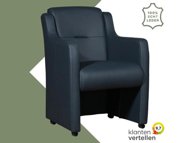 Leren eetkamerstoel Mass - Toledo Marine (blauw) - Met, Huis en Inrichting, Stoelen, Eén, Blauw, Nieuw, Leer, Ophalen of Verzenden