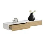 Wandplank met lade 50x24x12cm 2 stuks set - wit en houtlook, Huis en Inrichting, Woonaccessoires | Wandplanken en Boekenplanken