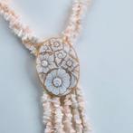 Koraal - Zilver - Halsketting - Roze koralen en schelpen, Antiek en Kunst