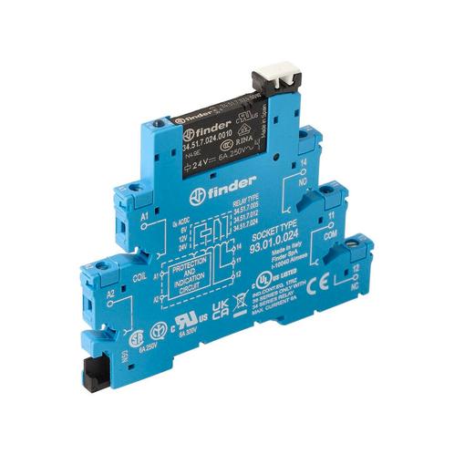 Finder 38.51 Interface Relais 6A 24V AC/DC Met LED -, Doe-het-zelf en Verbouw, Elektra en Kabels, Overige typen, Nieuw, Verzenden