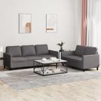 vidaXL 2-delige Loungeset met kussens kunstleer grijs, Huis en Inrichting, Verzenden, Nieuw, Leer, 200 tot 250 cm