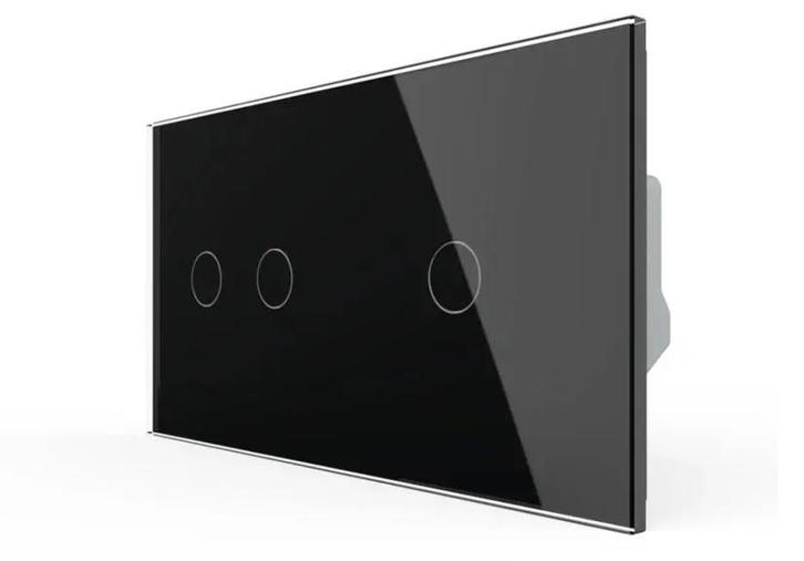 Livolo Touchscreen Schakelaar | Zwart | 2 + 1 | Aan/Uit, Doe-het-zelf en Verbouw, Elektra en Kabels, Schakelaar, Nieuw, Ophalen of Verzenden
