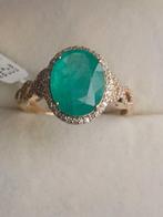 Statement ring - 14 karaat Geel goud - 3.86ct. tw. Smaragd -
