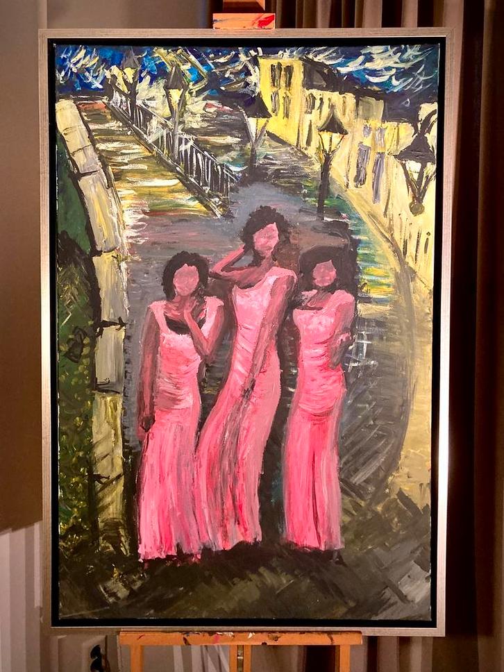 Les Triplettes de Paris, Antiek en Kunst, Kunst | Schilderijen | Modern, Ophalen of Verzenden