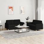 vidaXL 2-delige loungeset met kussens stof zwart, Huis en Inrichting, Banken | Bankstellen, Verzenden, Nieuw, Vierpersoons of meer