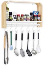 Wandplank Keuken met 7 Haken – Houten Plank met Staal, Nieuw