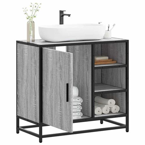 vidaXL Wastafelkast 65x33x60 cm bewerkt hout grijs sonoma, Huis en Inrichting, Badkamer | Badkamermeubels, Nieuw, Minder dan 100 cm