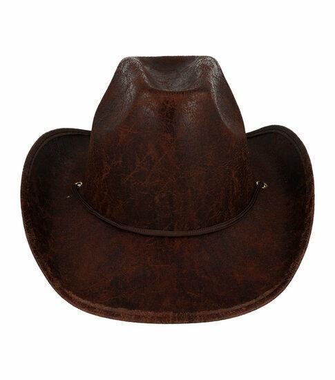 Cowboyhoed - Western Hoed - Lederlook - One Size - Bruin, Kleding | Dames, Hoeden en Petten