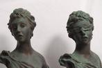 G. Ricci. - sculptuur, 2x Buste - 2,4 kg - 15 cm - Brons -, Antiek en Kunst