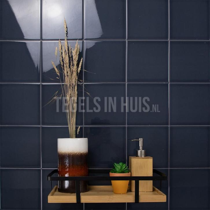 Wandtegel capsule inkt blauw 15x15 wandtegel tegeloutlet, Doe-het-zelf en Verbouw, Tegels, Wandtegels, Nieuw, 10 m² of meer, Keramiek