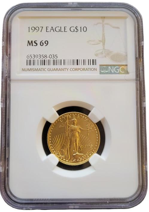 Gouden American Eagle 1/4 oz 1997 NGC MS69 gecertificeerd, Postzegels en Munten, Munten | Amerika, Midden-Amerika, Losse munt
