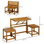 Tuinbank, 2-in-1 Combinatie, Tafel Met 2 Krukken, Larikshout, Tuin en Terras, Nieuw, Verzenden
