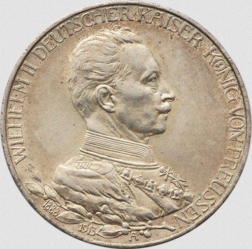 Duitsland, Pruisen Wilhelm II. 3 Mark 1913, Postzegels en Munten, Munten | Europa | Niet-Euromunten