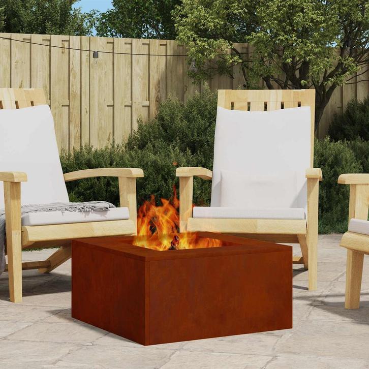 vidaXL Vuurkorf Bruin 60 x 60 x 30 cm Cortenstaal, Huis en Inrichting, Haarden, Nieuw, Verzenden