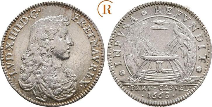 Zilverjeton 1663 Frankreich: Ludwig Xiv, 1643-1715:, Postzegels en Munten, Penningen en Medailles, Verzenden