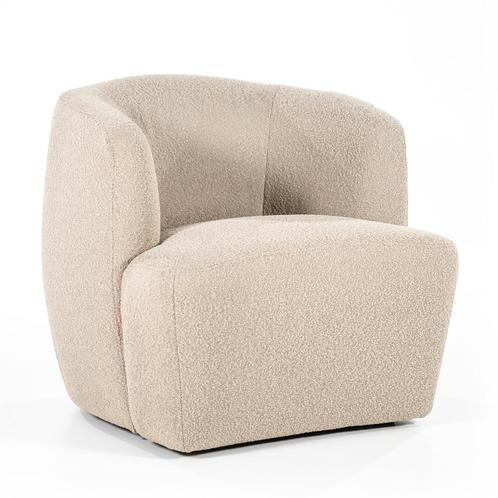 *WOONWINKEL* Eleonora Charlotte Taupe Boucle Fauteuil Rond, Huis en Inrichting, Fauteuils, Nieuw, Verzenden