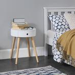 Nachtkastje bijzettafel Zanzibar 50x38x38 cm met 1 lade wit, Huis en Inrichting, Tafels | Bijzettafels, Verzenden, Nieuw