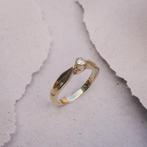 Gouden solitair ring met diamant | 0,17 ct., Sieraden, Tassen en Uiterlijk, Ringen, 18 tot 19, Goud, Met edelsteen, Gebruikt
