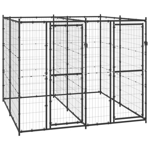 vidaXL Hondenkennel 4,84 m² staal, Dieren en Toebehoren, Honden-accessoires, Nieuw, Verzenden