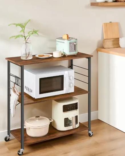 Verrijdbare Keukentrolley met 3 Planken en 6 Haken, Huis en Inrichting, Keuken | Keukenelementen, Nieuw, Verzenden