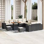vidaXL Tuin Sofa Set in hoogte verstelbaar 13 pcs Zwart poly, Verzenden, Nieuw