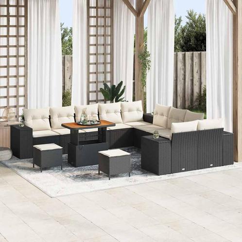 vidaXL Tuin Sofa Set in hoogte verstelbaar 13 pcs Zwart poly, Tuin en Terras, Tuinsets en Loungesets, Nieuw, Verzenden
