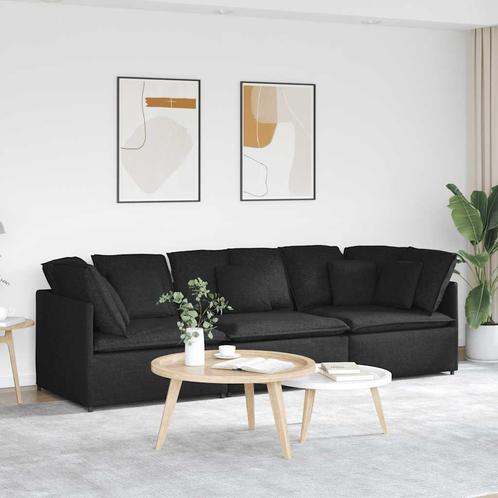 vidaXL Modulaire bank met kussens stof zwart, Huis en Inrichting, Banken | Bankstellen, Nieuw, Stof, Verzenden