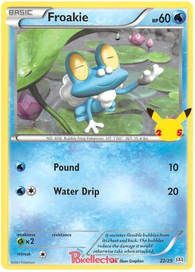 Froakie 22/25 Promo 25TH ANNIVERSARY MC DONALDS, Hobby en Vrije tijd, Verzamelkaartspellen | Pokémon, Losse kaart, Nieuw, Foil