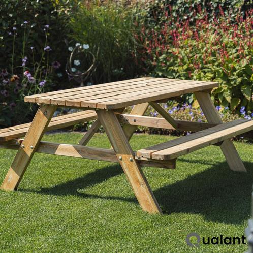 Stevige Picknicktafels | Geimpregneerd | Snelle levering, Tuin en Terras, Picknicktafels, Nieuw, Inklapbaar, Hout, Rechthoekig