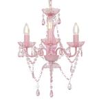vidaXL Kroonluchter met kralen rond 3xE14 roze, Huis en Inrichting, Verzenden, Nieuw