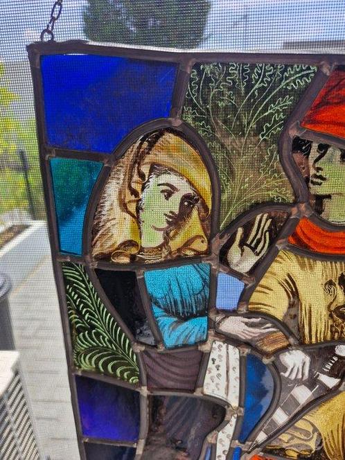 Antiek Glas-in-loodraam - 1950-1960 - Middeleeuws, Antiek en Kunst, Antiek | Overige Antiek