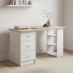 Bureau Lemberg met 3 lades 120x49x72 cm wit en eiken, Huis en Inrichting, Bureaus, Verzenden, Nieuw