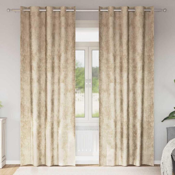 vidaXL Velvet Gordijnen met gordijnen 2 pcs Crème 225 x 140, Huis en Inrichting, Stoffering | Gordijnen en Lamellen, Crème, Nieuw